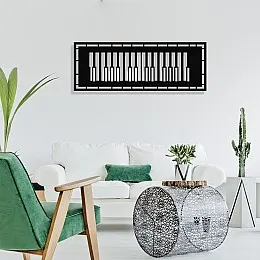 Çerçeve İçinde Modern Jazz Music ve Piyano Tasarım Metal Tablosu 70x25cm