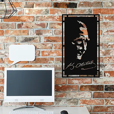 NEW JARGON Çerçeve İçinde Mustafa Kemal Atatürk Potresi Metal Dekoratif İç Mekan İçin Metal Tablo 50x30 cm NEW JARGON Çerçeve İçinde Mustafa Kemal Atatürk Potresi Metal Dekoratif İç Mekan İçin Metal Tablo 50x30 cm