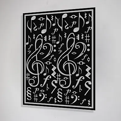 Çerçeve İçinde Nota ve Solfeş Anahtarları Tasarım Metal Tablosu 70x50cm
