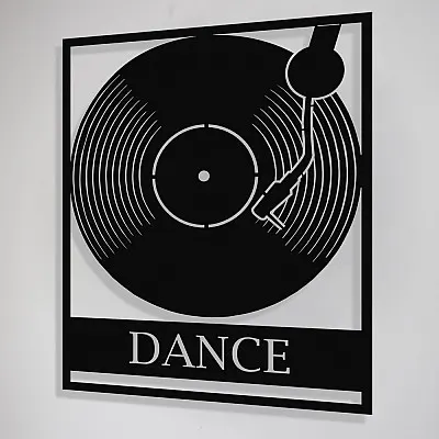 Çerçeve İçinde Plak ve Dj Set Dance Tasarım Metal Tablosu 50x40cm