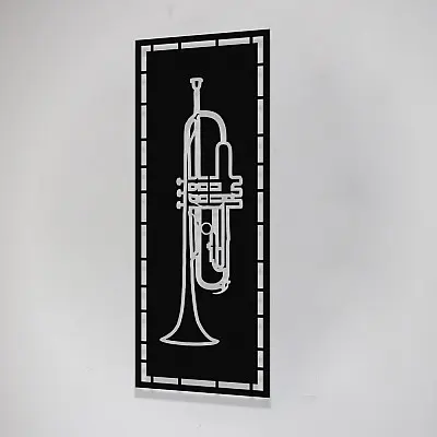 Çerçeve İçinde Saksafon Tasarım Metal Tablosu 70x25cm