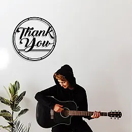 Çerçeve İçinde Thank You Yazısı Tasarım Metal Tablosu 50x50cm