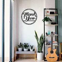 Çerçeve İçinde Thank You Yazısı Tasarım Metal Tablosu 50x50cm