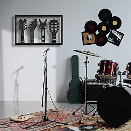 Dörtlü Gitar Duvar Oda Ev Aksesuarı Metal Tablo 