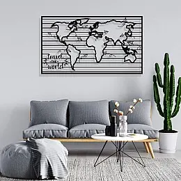 Dünya Haritası Travel The World Duvar Oda Ev Aksesuarı Metal Tablo 