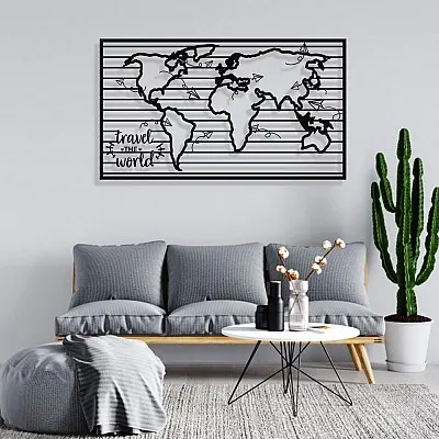 Dünya Haritası Travel The World Duvar Oda Ev Aksesuarı Metal Tablo 