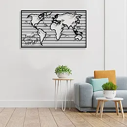 Dünya Haritası Travel The World Duvar Oda Ev Aksesuarı Metal Tablo 
