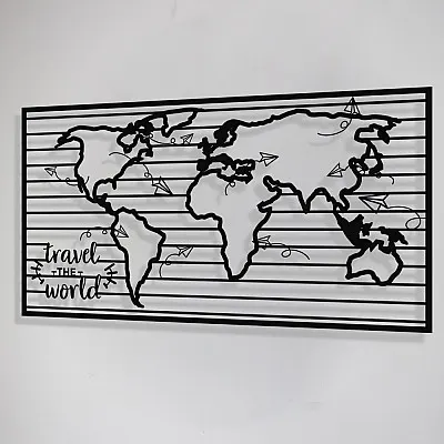 Dünya Haritası Travel The World Duvar Oda Ev Aksesuarı Metal Tablo 