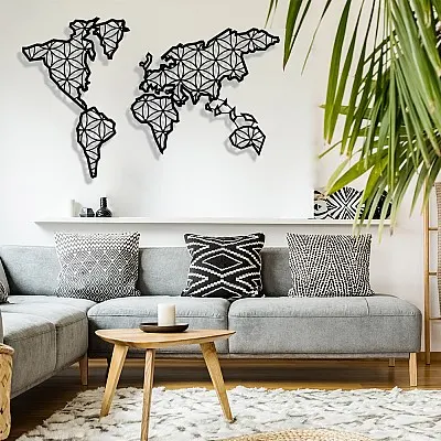 Dünya Haritası Yaşam Çiçeği Duvar Oda Ev Aksesuarı Metal Tablo 
