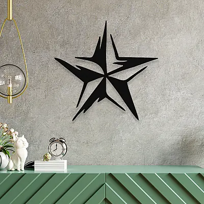 NEW JARGON Efektli Yıldız  Star Metal Dekoratif İç Mekan İiçin Metal Tablo 50x50 cm