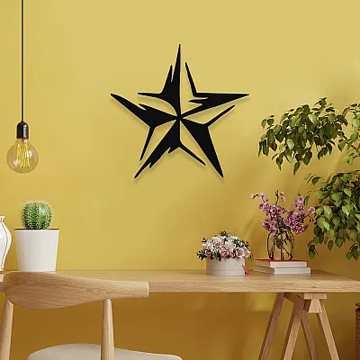 NEW JARGON Efektli Yıldız  Star Metal Dekoratif İç Mekan İiçin Metal Tablo 50x50 cm