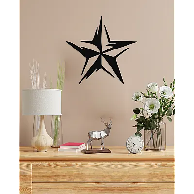 NEW JARGON Efektli Yıldız  Star Metal Dekoratif İç Mekan İiçin Metal Tablo 50x50 cm