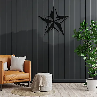NEW JARGON Efektli Yıldız  Star Metal Dekoratif İç Mekan İiçin Metal Tablo 50x50 cm