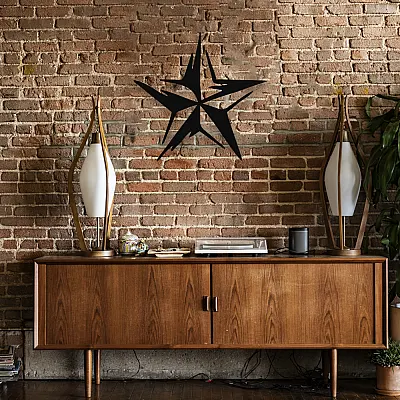 NEW JARGON Efektli Yıldız  Star Metal Dekoratif İç Mekan İiçin Metal Tablo 50x50 cm