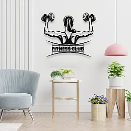 NEW JARGON Elinde Dambıl İle Fıtnes Spor Yapan Kadın Metal Dekoratif İç Mekan İçin Metal Tablo 50x40 cm