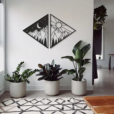 Doğal Döngü Metal Tablo - Duvar ve Oda Aksesuarı, Modern Doğa Temalı Dekoratif Metal Sanat