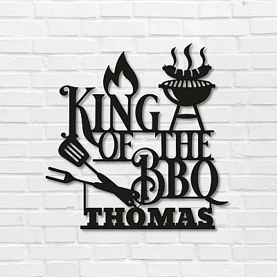 kıng of the bbq custom name Duvar Oda Ev Aksesuarı Metal Tablo 
