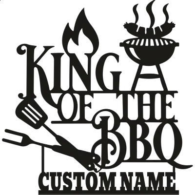 kıng of the bbq custom name Duvar Oda Ev Aksesuarı Metal Tablo 