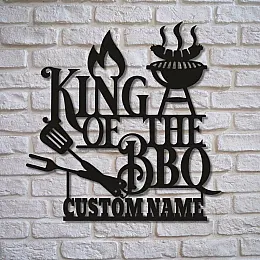 kıng of the bbq custom name Duvar Oda Ev Aksesuarı Metal Tablo 