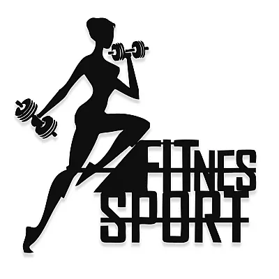 NEW JARGON Fıtnes Yapan Kadın ve Fıtnes Sport Yazısı Metal Dekoratif İç Mekan İçin Metal Tablo 50x50 cm