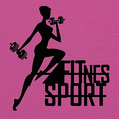 NEW JARGON Fıtnes Yapan Kadın ve Fıtnes Sport Yazısı Metal Dekoratif İç Mekan İçin Metal Tablo 50x50 cm