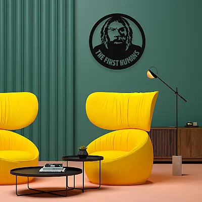 İlk İnsan The First Humans Duvar Oda Aksesuarı Metal Dekoratif İç Mekan İçin Metal Tablo 50x50 cm