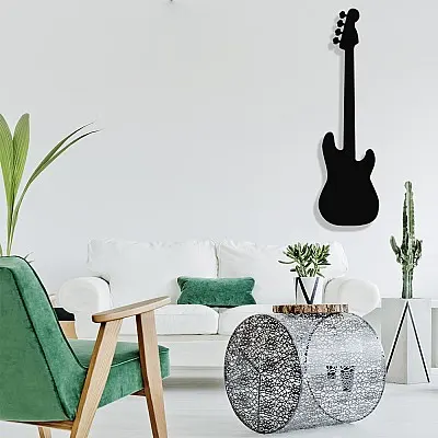 Jazz Music Elektronik Gitar Tasarım Metal Tablosu 65x18cm