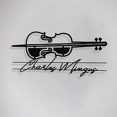 Jazz Müzik Kontürbas ve Charles Mingus Tasarım Metal Tablosu 65x47cm