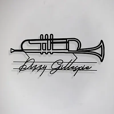 Jazz Müzik Saksafon ve Dizzy Gillespie Tasarım Metal Tablosu 65x31cm