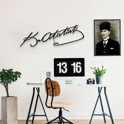 NEW JARGON Mustafa Kemal Atatürk İmzası Metal Duvar Aksesuarı Tablo 50x20 cm NEW JARGON Mustafa Kemal Atatürk İmzası Metal Duvar Aksesuarı Tablo 50x20 cm
