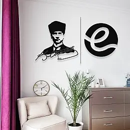 NEW JARGON Kemal Atatürk Potresi ve Firmaya Özel Metal Tablo 50x40 - 50x45 cm