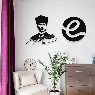 NEW JARGON Kemal Atatürk Potresi ve Firmaya Özel Metal Tablo 50x40 - 50x45 cm