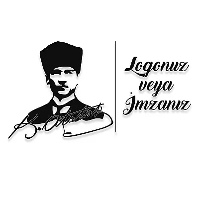 NEW JARGON Mustafa Kemal Atatürk Potresi İmzası ve Kişiye Firmanıza Özel Metal Tablo 50x40 - 50x45 cm