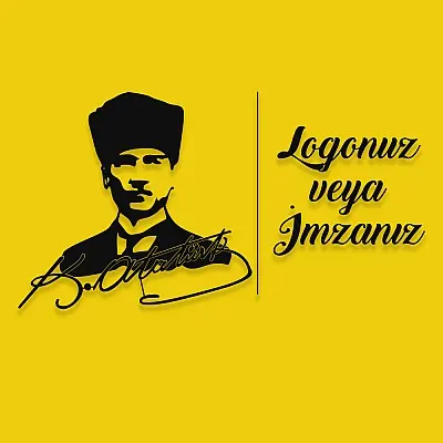 NEW JARGON Mustafa Kemal Atatürk Potresi İmzası ve Kişiye Firmanıza Özel Metal Tablo 50x40 - 50x45 cm