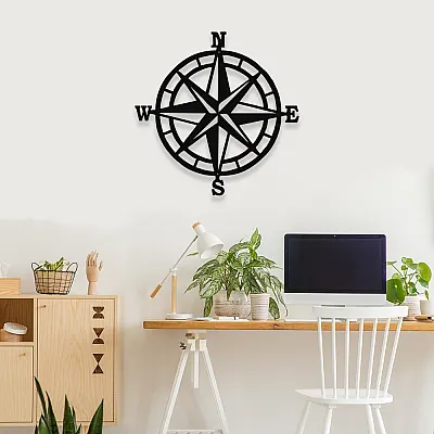 NEW JARGON Kuzey Güney Doğu Batıyı Göstersen Pusula Metal Dekoratif  İç Mekan İçin Metal Tablo 50x50 cm