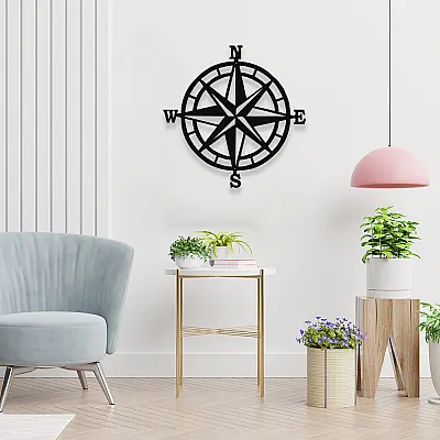 NEW JARGON Kuzey Güney Doğu Batıyı Göstersen Pusula Metal Dekoratif  İç Mekan İçin Metal Tablo 50x50 cm
