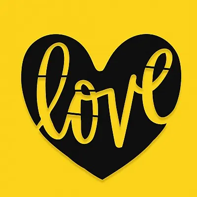 Love Yazılı Kalp Duvar Oda Ev Aksesuarı Metal Tablo 50x50 cm