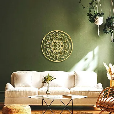 Mandala Duvar Oda Ev Aksesuarı Metal Tablo 50x50 cm