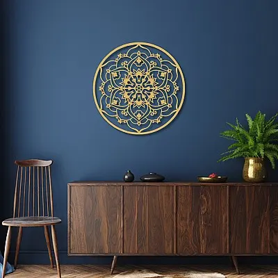 Mandala Duvar Oda Ev Aksesuarı Metal Tablo 50x50 cm