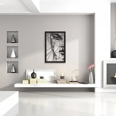 Minimalist Kadın Portre Duvar Oda Ev Aksesuarı Metal Tablo