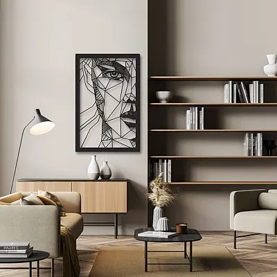 Minimalist Kadın Portre Duvar Oda Ev Aksesuarı Metal Tablo