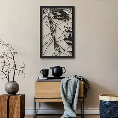 Minimalist Kadın Portre Duvar Oda Ev Aksesuarı Metal Tablo