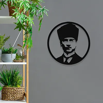 NEW JARGON Mustafa Kemal Atatürk Potresi Metal Dekoratif İç Mekan İçin Metal Tablo 50x50 cm
