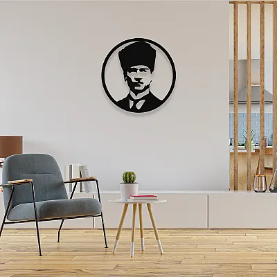 NEW JARGON Mustafa Kemal Atatürk Potresi Metal Dekoratif İç Mekan İçin Metal Tablo 50x50 cm