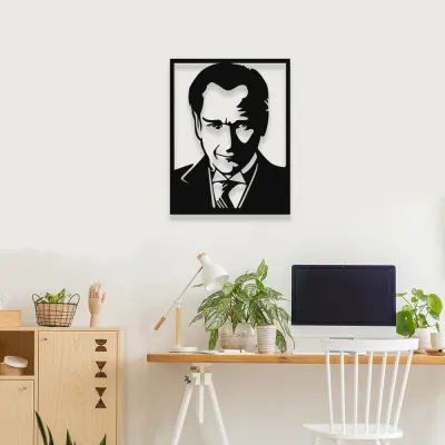 NEW JARGON Mustafa Kemal Atatürk Potresi Yazısı Metal Dekoratif İç Mekan İçin Metal Tablo 50x38 cm