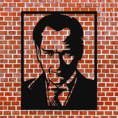 NEW JARGON Mustafa Kemal Atatürk Potresi Yazısı Metal Dekoratif İç Mekan İçin Metal Tablo 50x38 cm