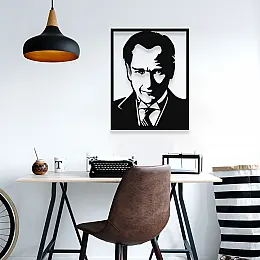 NEW JARGON Mustafa Kemal Atatürk Potresi Yazısı Metal Dekoratif İç Mekan İçin Metal Tablo 50x38 cm