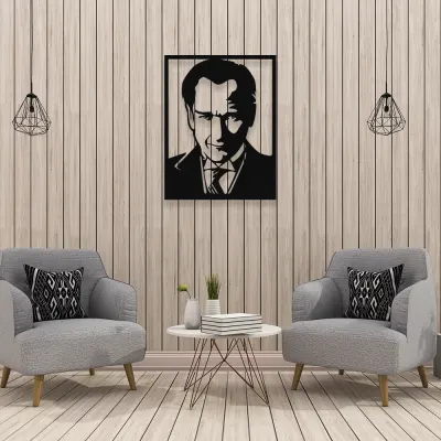 NEW JARGON Mustafa Kemal Atatürk Potresi Yazısı Metal Dekoratif İç Mekan İçin Metal Tablo 50x38 cm