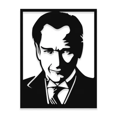 NEW JARGON Mustafa Kemal Atatürk Potresi Yazısı Metal Dekoratif İç Mekan İçin Metal Tablo 50x38 cm