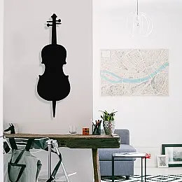 Müzik ve Kontürbass Tasarım Metal Tablosu 65x20cm